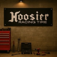 Hoosier Racing Tire Banner – 71x24" Garage Auto Shop Wall Decor Sign Poster
