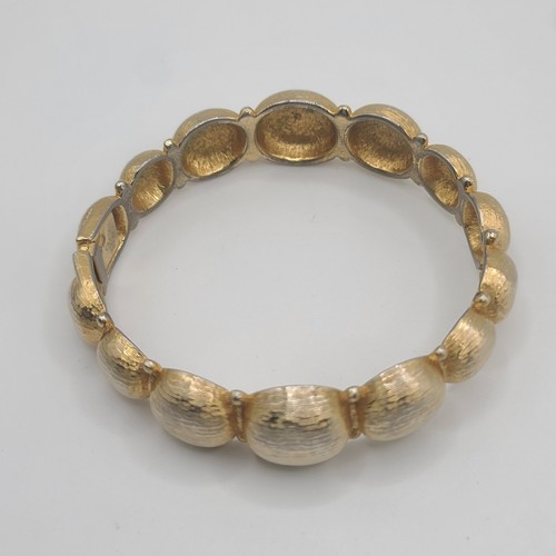 Vintage Monet goldfarben gebürstet gewölbt Gliederarmband modernistischer Stil 6,5" - Bild 3 von 12