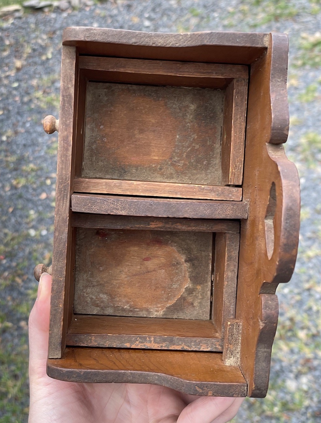 20th C. Vintage Primitive Wall Hanging Spice Cabinet Drawer Box Rustic Americana