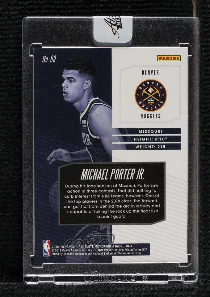 2018-19 Panini Absolute Memorabilia Rookies Michael Porter Jr #69 Rookie RC - Image 2 of 2