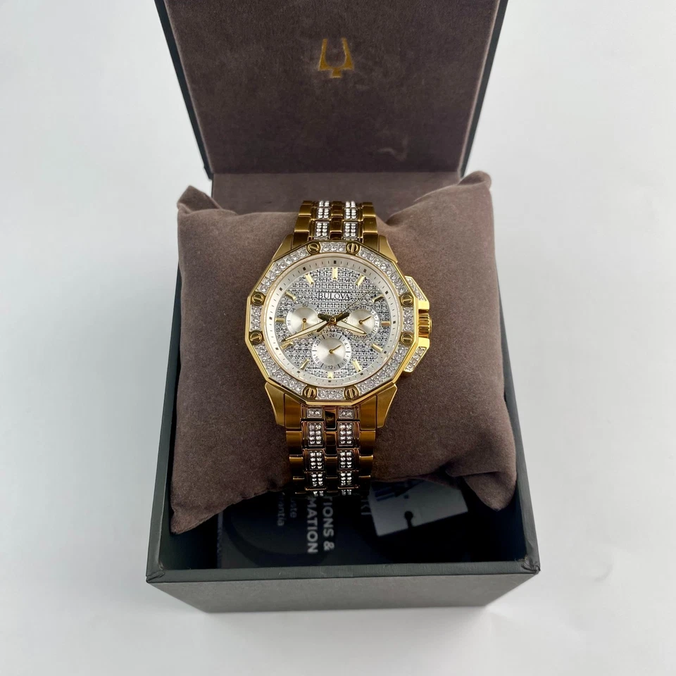 Reloj Hombre Bulova 98C126 Cristal Tono Dorado Acero Inoxidable Cuarzo 41.5mm Foto 4 de 4