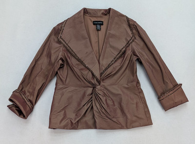 Cachet Women's Blazer Jacket Size 16 Brown Iridescent Beaded Evenings