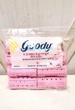 Vtg Goody Pink Magnetic Rollers Snap-Over Tight-Locking Covers 7 Jumbo 1989 NOS