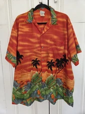 Rainforest Cafe: XXL Hawaiian Shirt   ORANGE vintage button up shirt