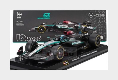 1:24 BURAGO Mercedes Gp F1 W15 #63 2024 Russell +Pilot % Showcase BU28063-R MMC