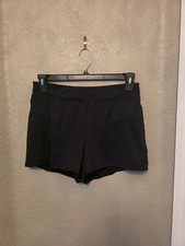 Lands End Ladies Black Pull On Lined Flat Front Swim Board Shorts - size 10