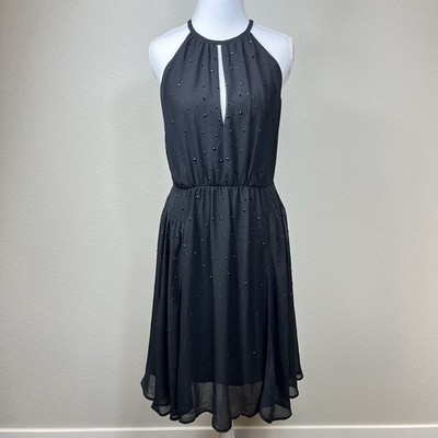 French Connection Halter Neck Midi Dress Black Size 2 Bling Fairygoth Party Prom