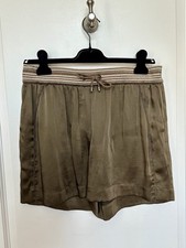  1,710 Brunello Cucinelli Womens Green Drawstring Silk Wool Shorts Size Medium