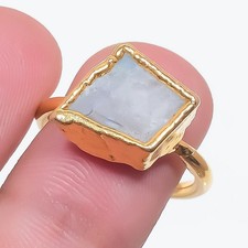 Moonstone Rough Gemstone Handmade 925 Sterling Silver Jewelry Ring Size 7 a354