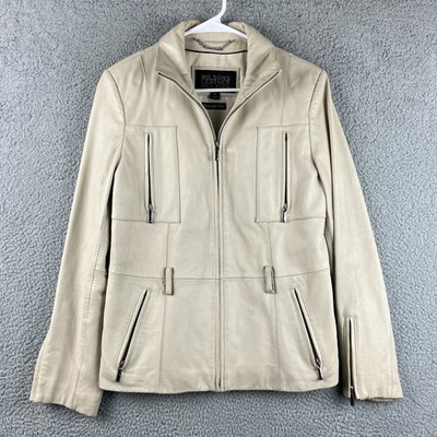 Wilsons Leather Pelle Studio Jacket Womens M Ivory Thinsulate Insulated Leather