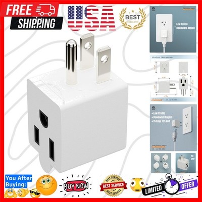 90 Degree Adapter Right Angled Downward Angled  3-Prong Male-Female Adapter,9...