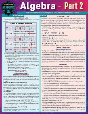 Algebra Part 2: A Quickstudy Laminated Reference Guide by S.B. Kizlik Paperback 