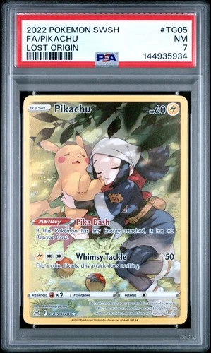 5934 Pikachu 2022 Pokemon Sword & Shield Lost Origin #TG05 Trainer Gallery PSA 7