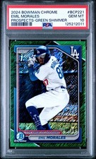 2024 1st Bowman Emil Morales * Green Shimmer * /99 Dodgers Prospect 46/99 PSA 10