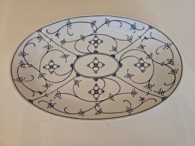 Marienbad Servierplatte oval, Indisch Blau, Streublume Porzellan, ca. 22x33 cm