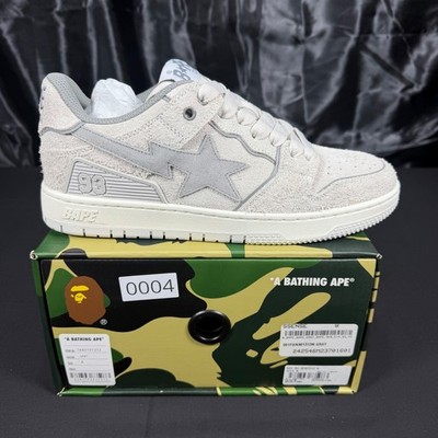 A Bathing Ape BAPE SK8 STA Gray Hairy Suede Sneakers 1K80191312 Mens 8 NEW