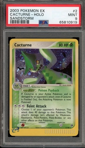 Pokemon Cacturne EX Sandstorm Holo Rare #2 PSA 9 Mint