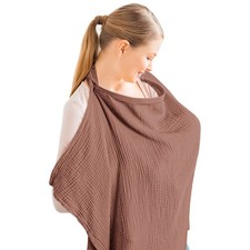 Muslin Nursing Cover for Baby Breastfeeding, Breathable 100 Cotton Breastfee...