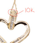ESTATE 10K YELLOW GOLD NATURAL BAGUETTE DIAMONDS HEART PENDANT 18" NECKLACE 7907 — photo 5