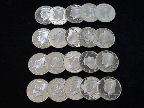 $10 Face Value Roll of 20 2004-S Kennedy 90% Silver Proof Half Dollars NICE!