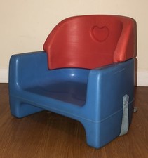 Vintage 1990 Fisher Price Grow With Me Booster Seat Chair w/ Strap Blue Red 9118