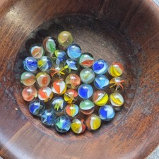 Lot of 34 Vitro Hybrid Cats Eye Multi-Color Marbles 5/8"