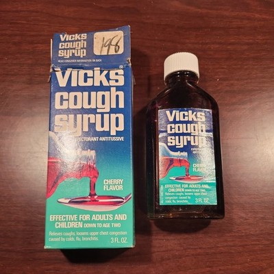 1980 s Vicks Cough (Cherry-Flavored) Syrup (Used)(Some Still In Bottle)