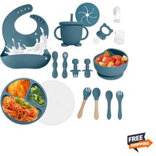 Baby Led Weaning Supplies, 17 Piece BPA-Free Silicone Feeding Set, Eating Ess...