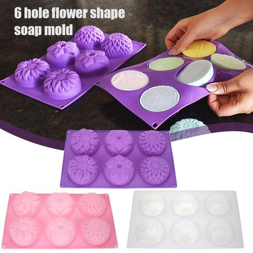 6 Hole Flower Shape Soap Mold Soap Mould Silicone Cake Cup Mould Easy Rele V2Z8 - Picture 10 of 14