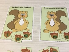 Squirrel  s Acorn Sort - Uppercase Lowercase -Laminated Activity Set
