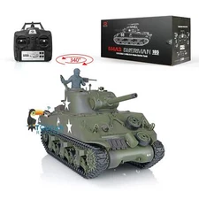 US STOCK 1/16 Henglong 2.4G 7.0 RC Tank M4A3 Sherman 3898 RTR Model Smoke BB IR