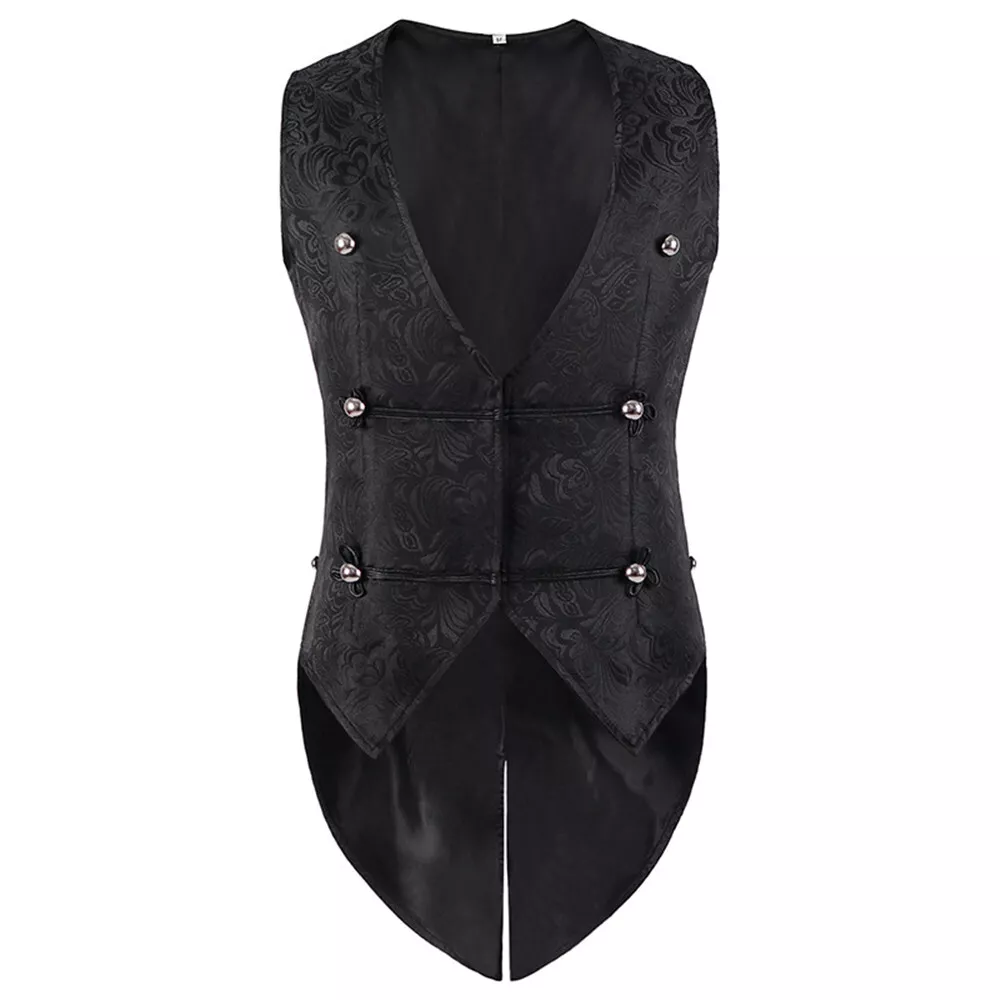 Victorian Man Jacquard Waistcoat Steampunk Men s Vest Medieval Tail Coat