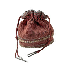 Vintage 1940s-50 s Beaded Crochet Corde Drawstring Purse