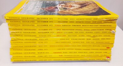 National Geographic Magazine 1973 12 Issues Full Year Vintage Ads Apollo 17 Muir