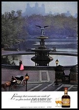 Drambuie Cordial 1966 Vintage Impreso Anuncio Central Park Fuente Noche Romántica
