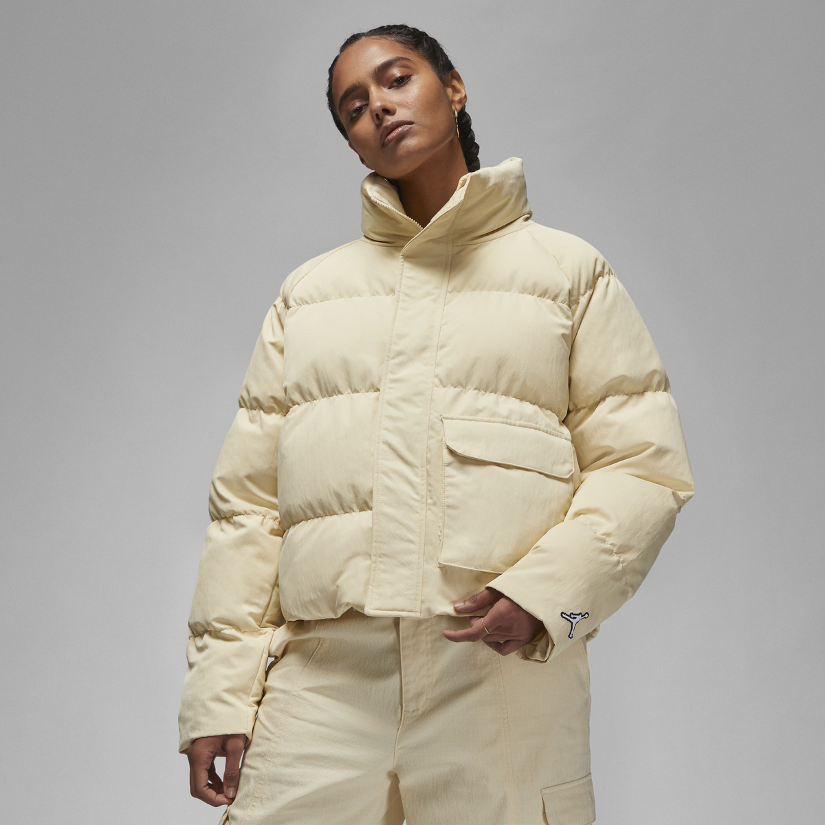 Nike Air Jordan Flight Puffer Jacket Beach Cream Women's Size