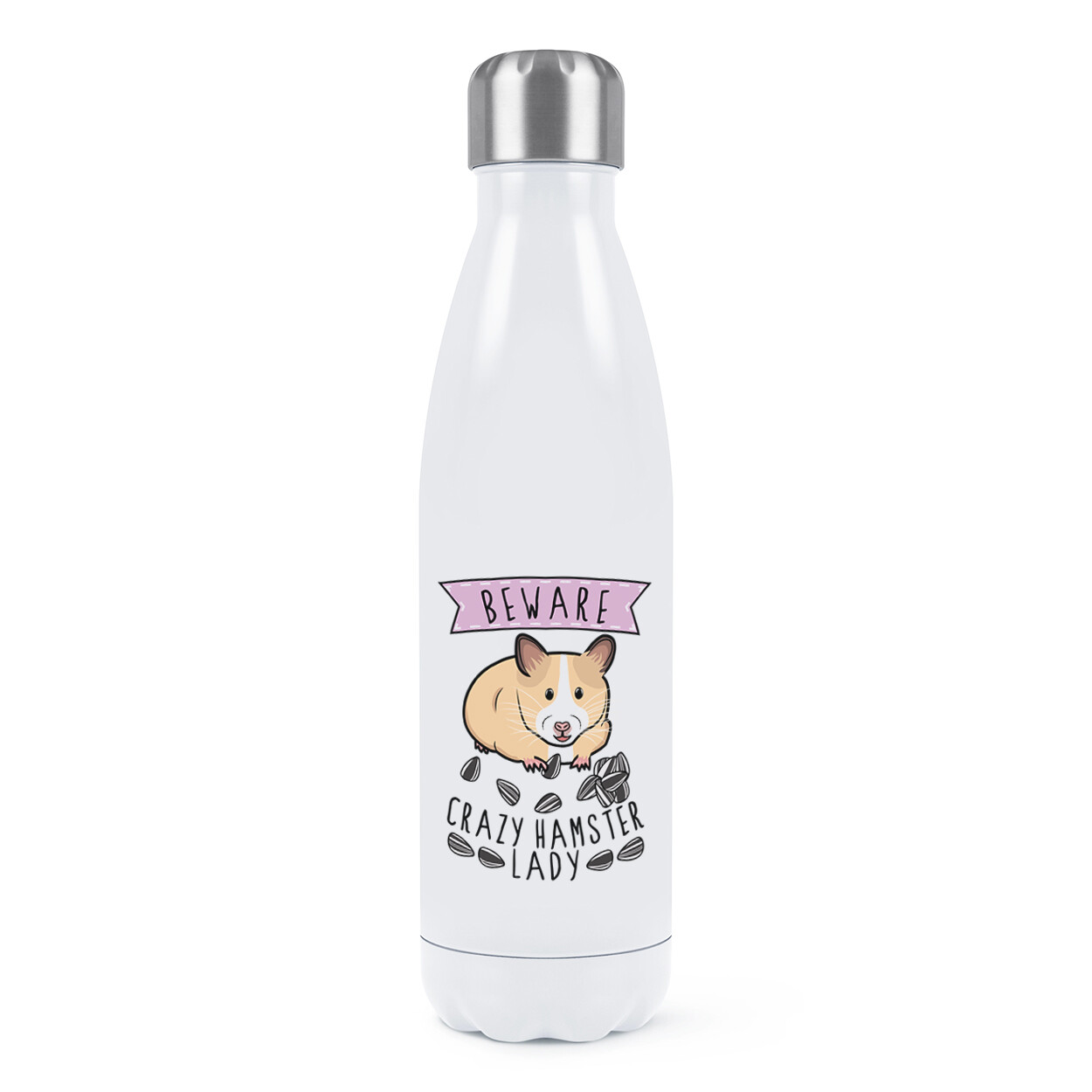 Beware Crazy Hamster Lady Double Wall Water Bottle Funny Animal Thermal