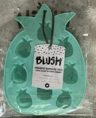 Blush Flexible Silicone Teal Pineapple Stackable Ice Cube Tray Mold BPA-Free NIB
