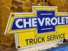 VINTAGE CHEVROLET PORCELAIN SIGN USED TRUCK SERVICE CHEVY DEALER CAR AUTO SALES
