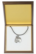 Bull Terrier - silver covered necklace with dog, in box, Art Dog USA