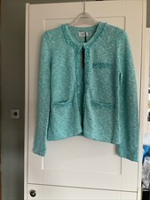 Hush Cara Cropped Knit Spectra Green Jacket Hook & Eye Cardigan. Fringed. Small
