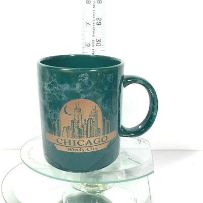 Chicago Windy City Coffee Mug W/ City Building View Logo Marble Style Tea Cup C4