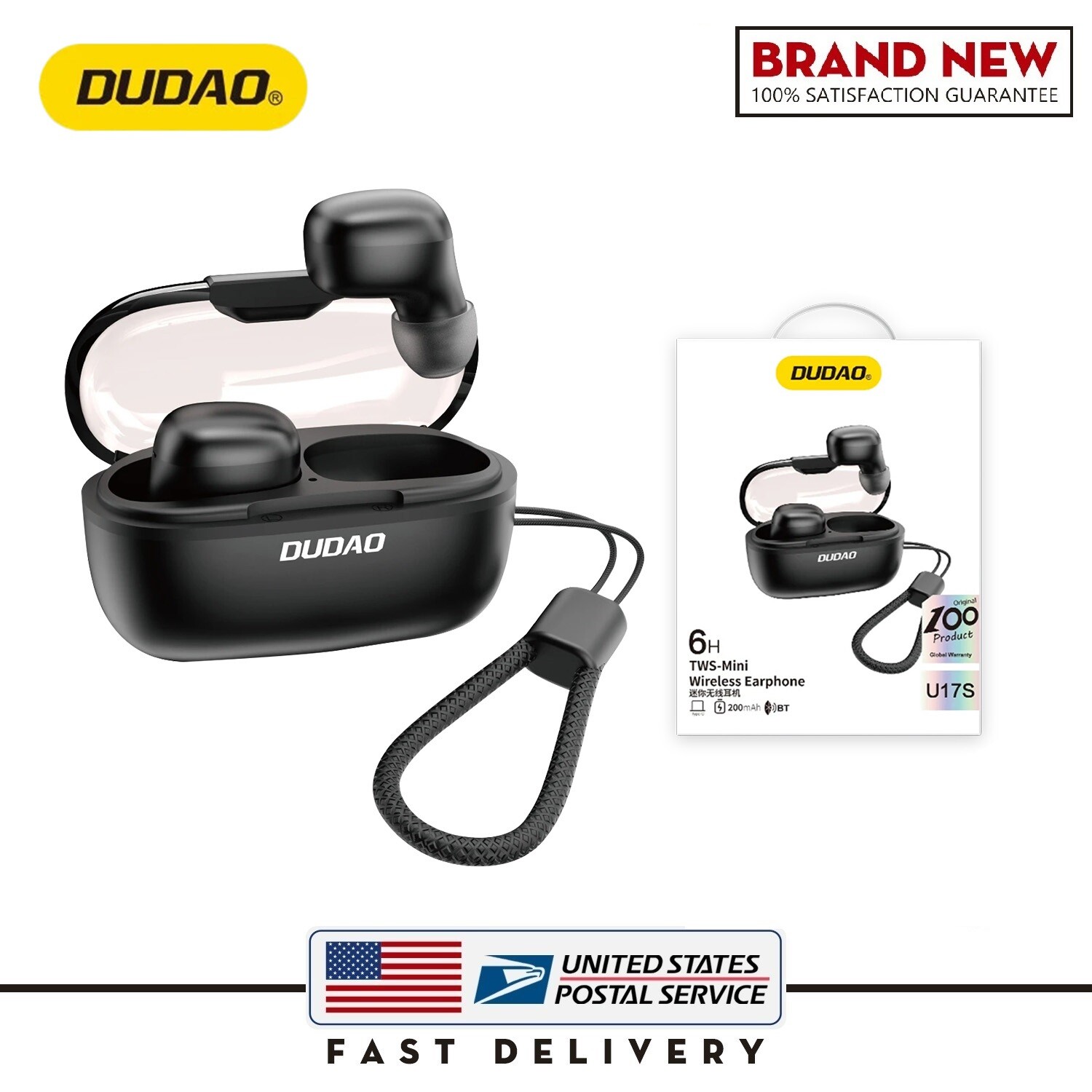 DUDAO U17S Wireless Bluetooth Earbuds with Noise Cancelling In-Ear Design Black