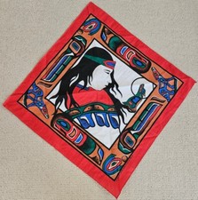 Vintage Coyote Bandana 90s 22 22" Made in USA Native American