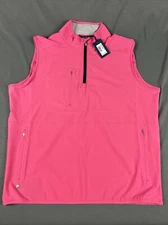 Peter Millar Golf Vest Crown Crafted 1/2 Zip Large Begonia Pink NWT MSRP $158