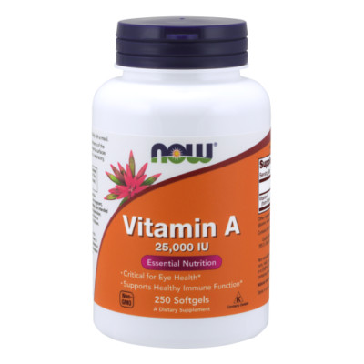 NOW Foods Vitamin A 25,000 Iu 250 Softgels Eye & Immune Health 05/2026EXP
