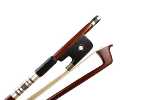 Viola Bow 16 inch Brazilian Ebony Frog Inlay Natural White Horsehair Straight - Picture 4 of 7