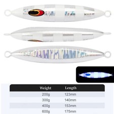 Eddie Bomb 400G GLOW Zebra White Silver Bluefin Tuna Fast Sinking Knife Jig