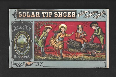 VINTAGE ADVERTISING CARD:  SOLAR TIP SHOES - CHILDREN AT PLAY