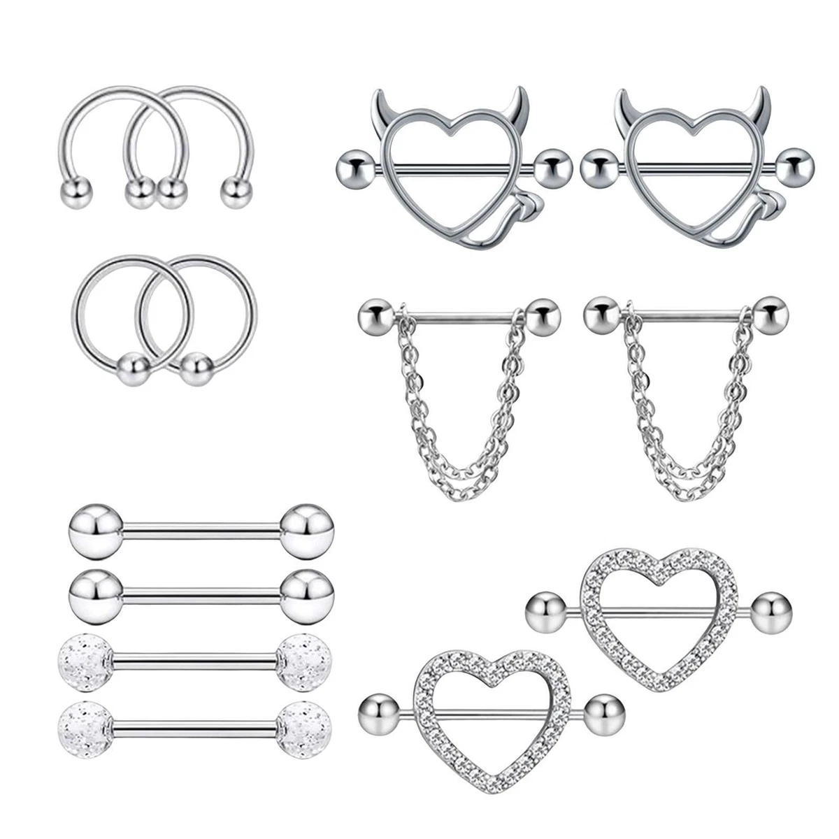 Nipple Jewelry Rings for Women Men Stainless Steel Piercing Body Jewelry